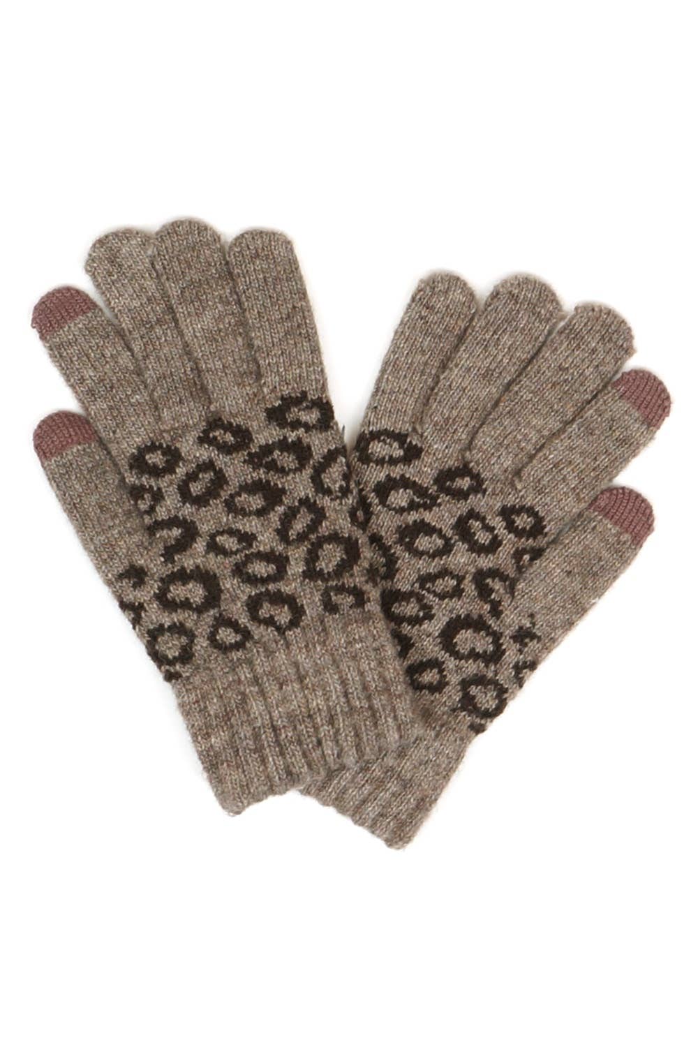 Leopard Knit Smart Touch Gloves
