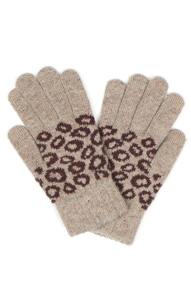 Leopard Knit Smart Touch Gloves