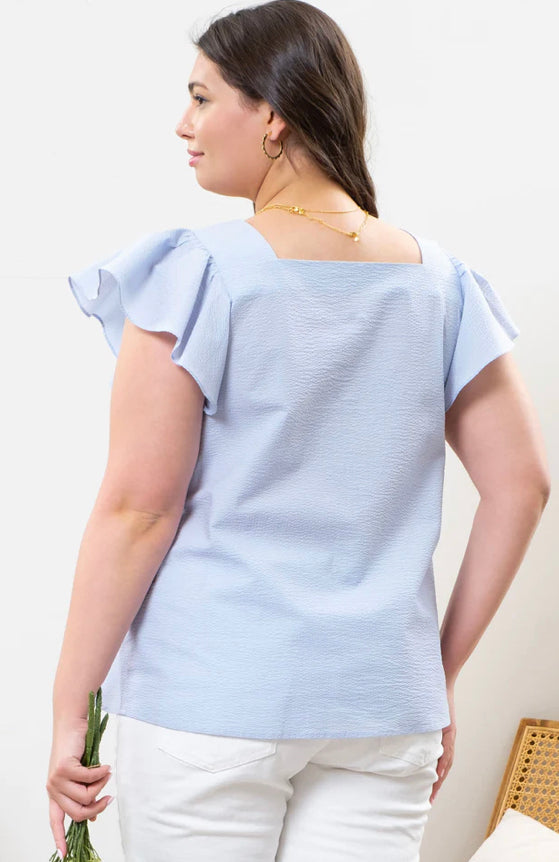 Summer Blues Ruffle Top