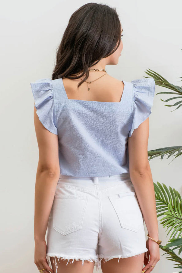 Summer Blues Ruffle Top