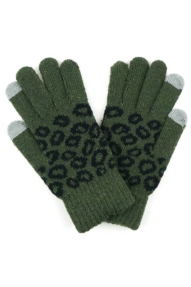 Leopard Knit Smart Touch Gloves