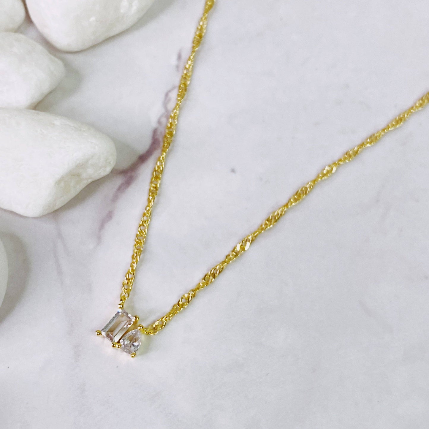 Cluster Baguette Pedant Neckalce