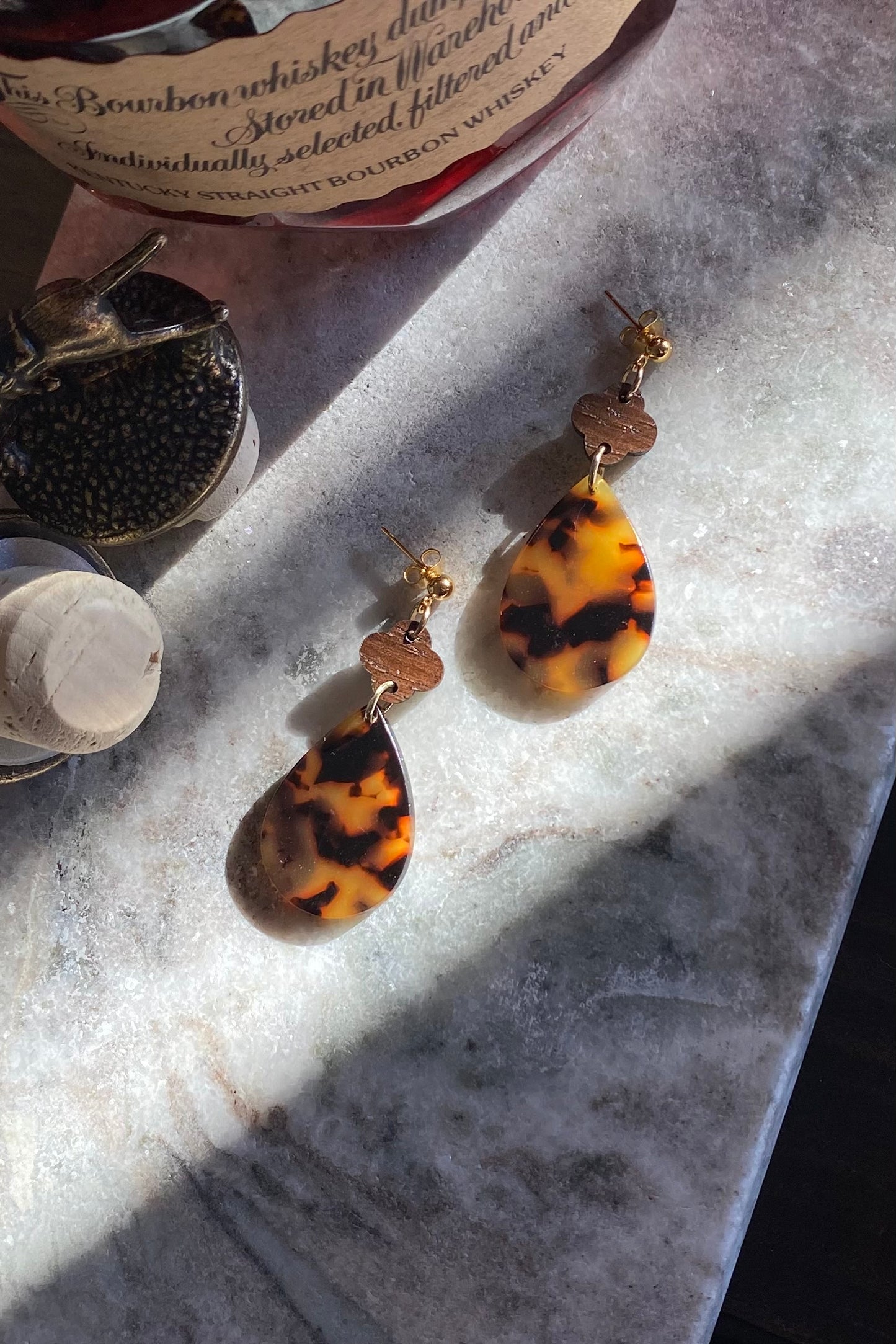 Tortoise Tear Drop Earrings