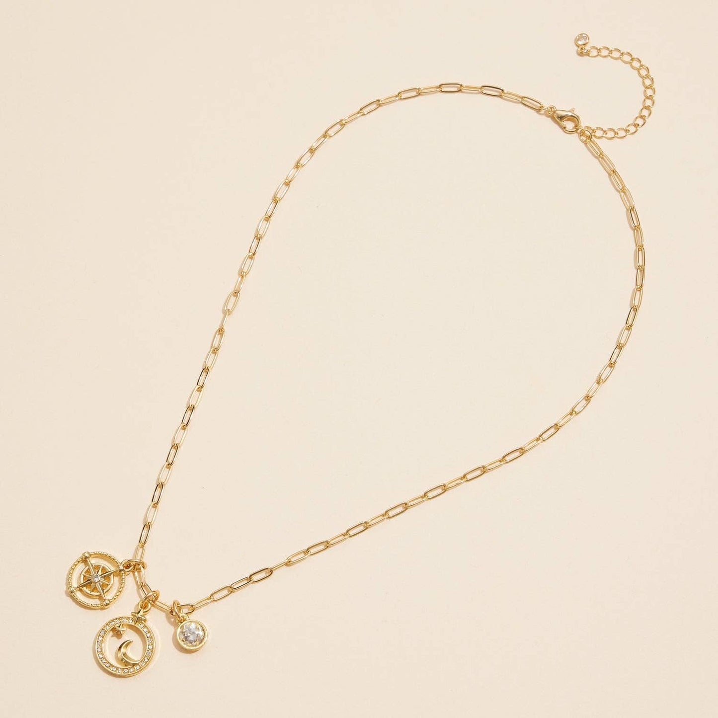 Moon and Stars Charm Trio Necklace