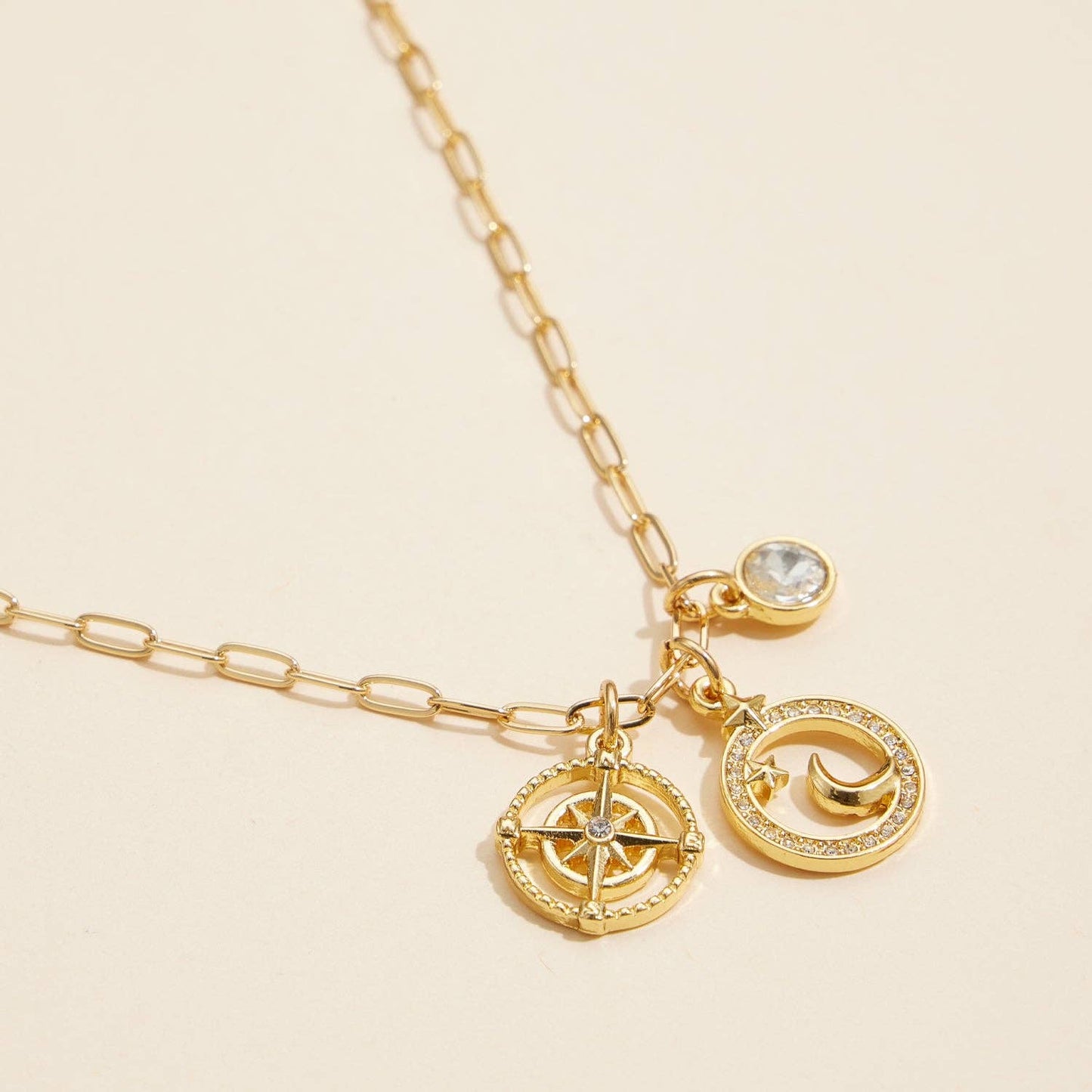 Moon and Stars Charm Trio Necklace