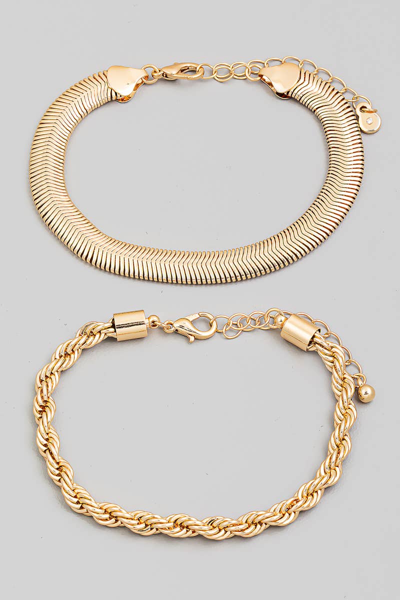 Snake and Rope Chain Bracelet Duo