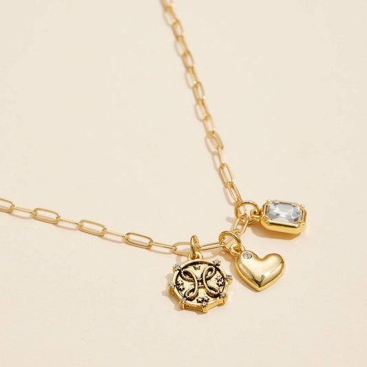 Heart Charm Trio Necklace