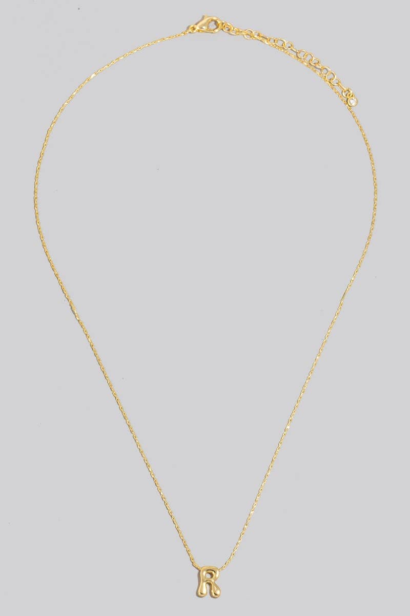 Gold Dipped Bubble Letter Pendant Necklace