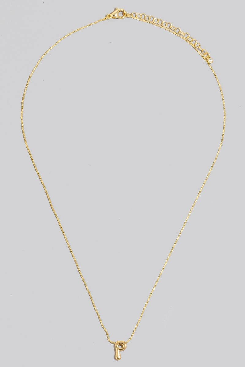 Gold Dipped Bubble Letter Pendant Necklace