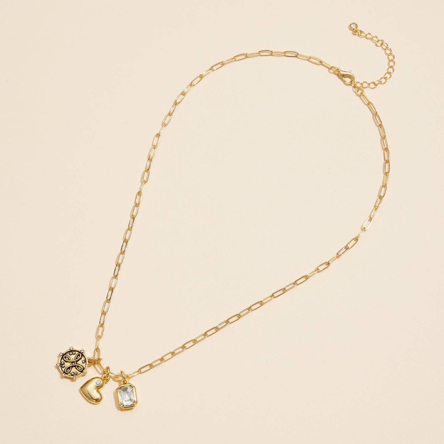 Heart Charm Trio Necklace