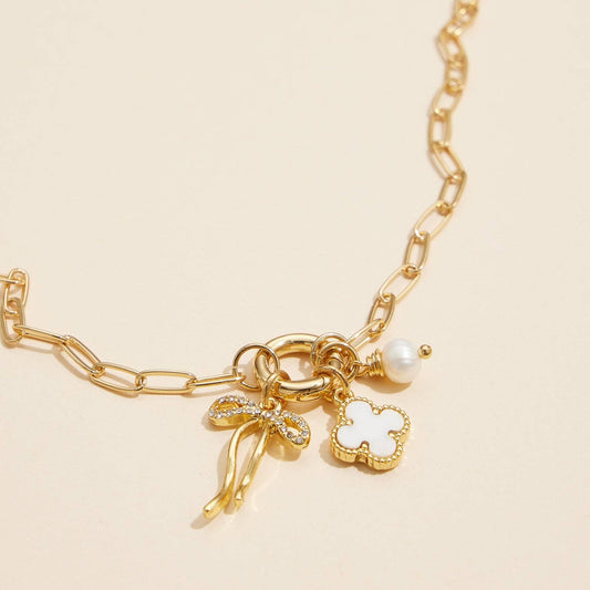 Bow Charm Trio Necklace