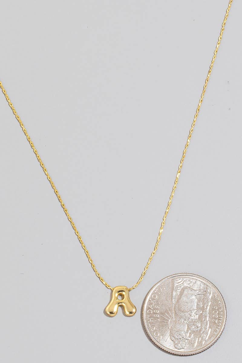 Gold Dipped Bubble Letter Pendant Necklace