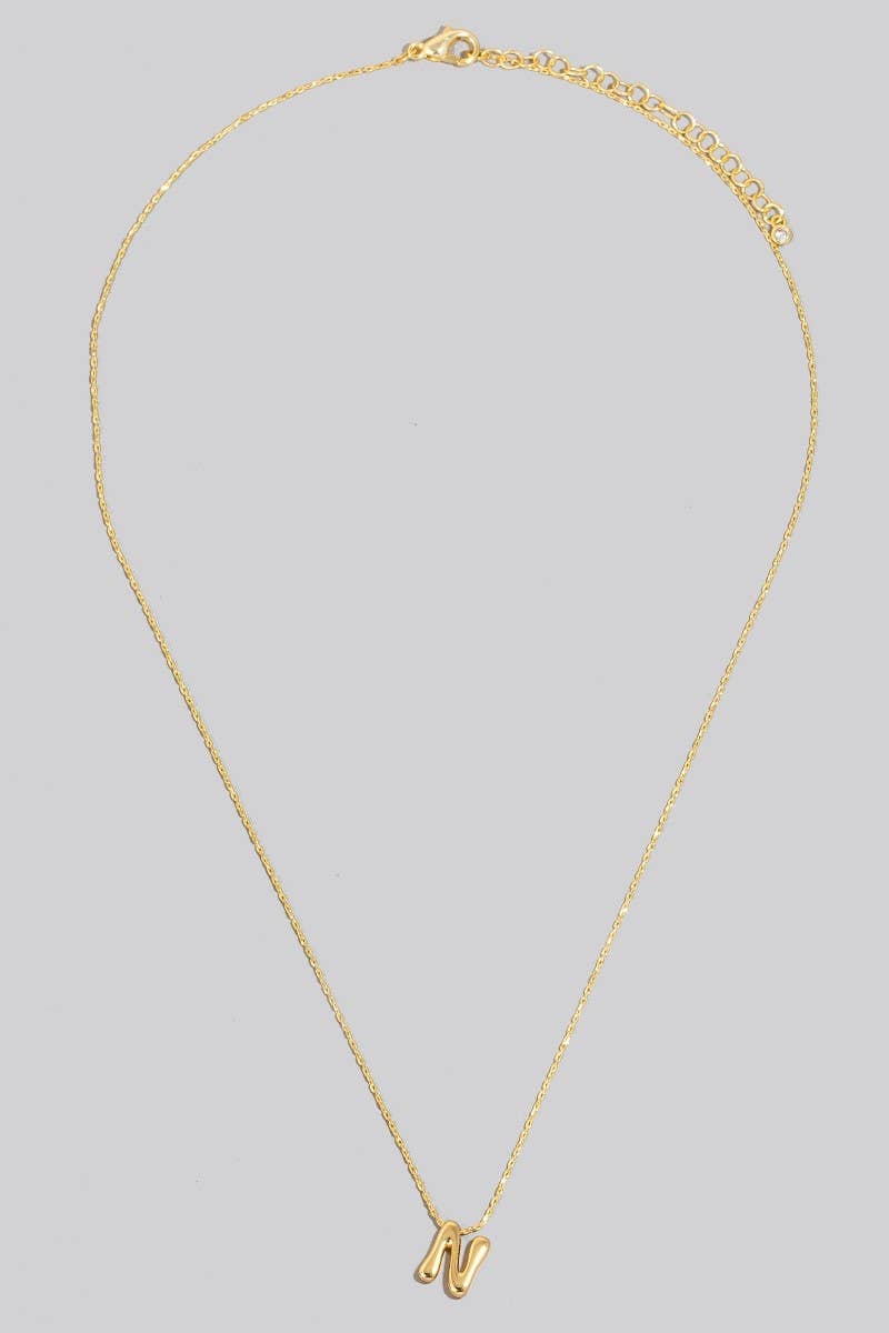 Gold Dipped Bubble Letter Pendant Necklace