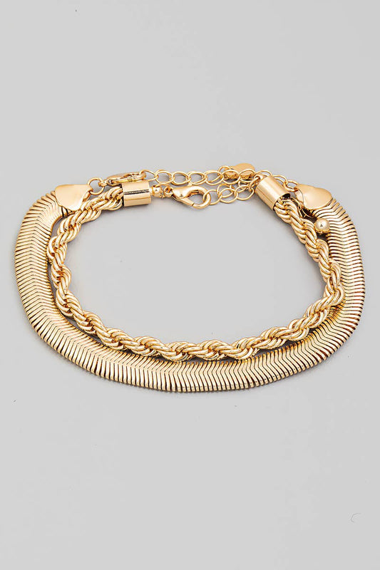 Snake and Rope Chain Bracelet Duo