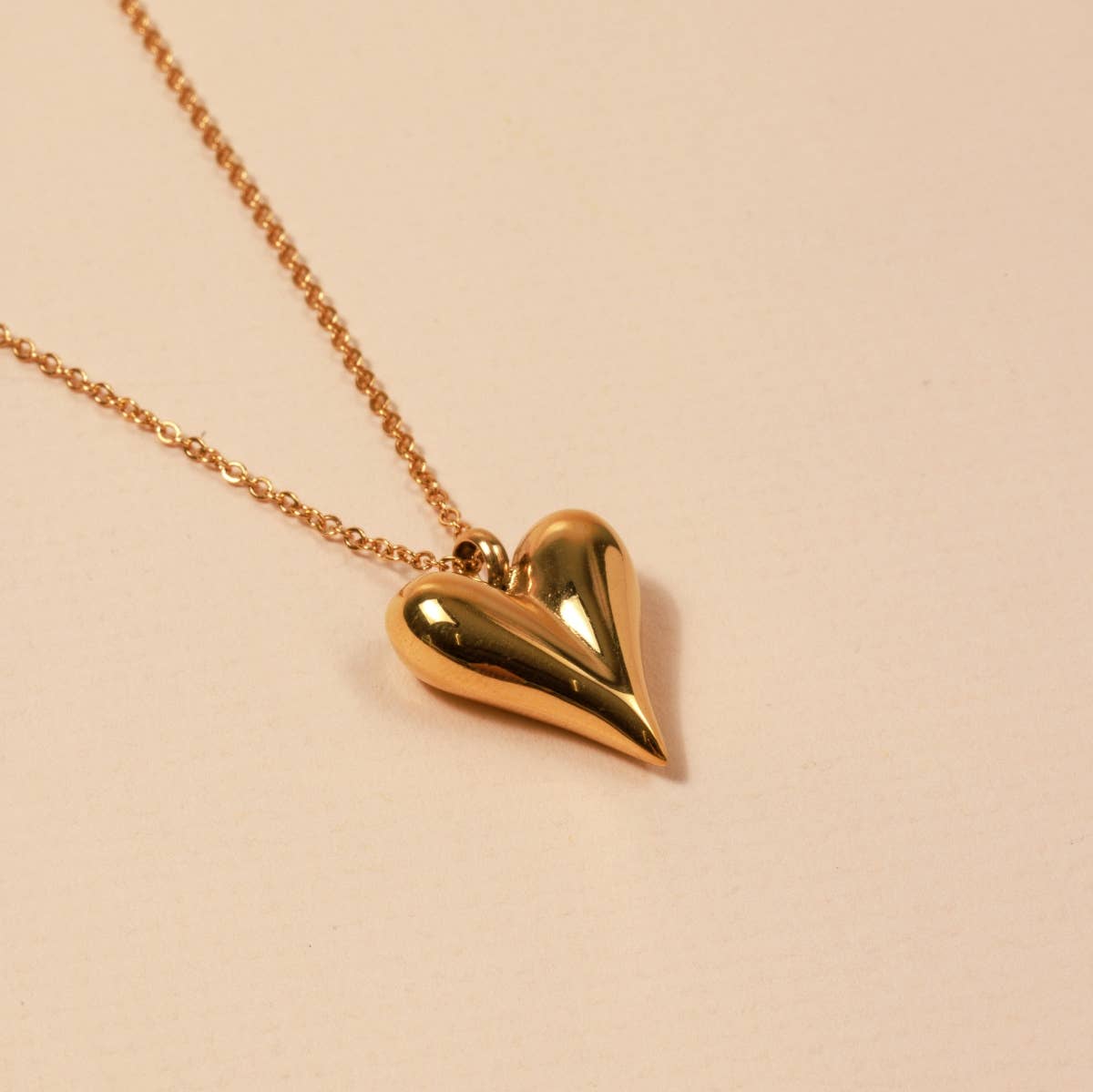 Heart Charm 18K Gold Plated Stainless Steel Necklace