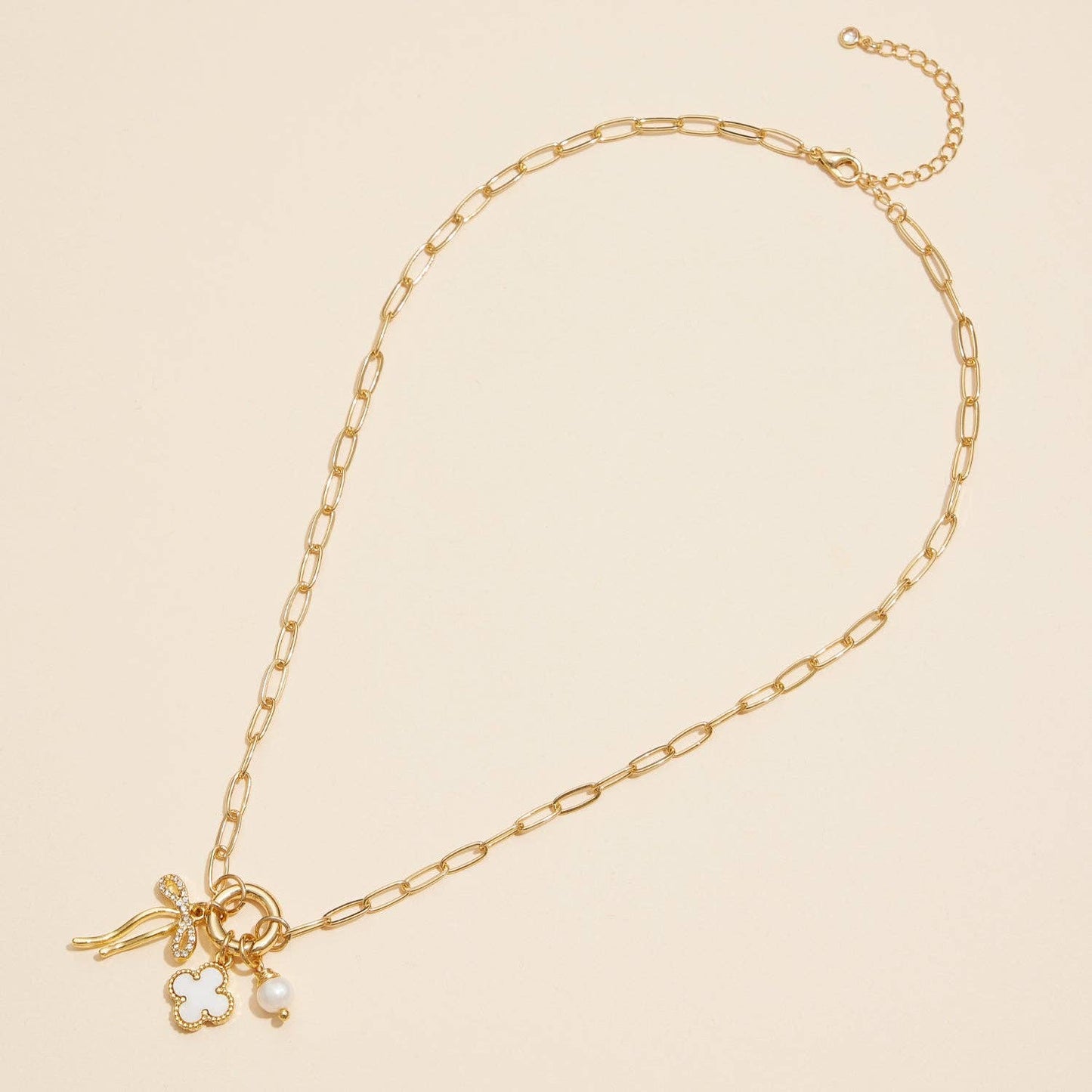 Bow Charm Trio Necklace