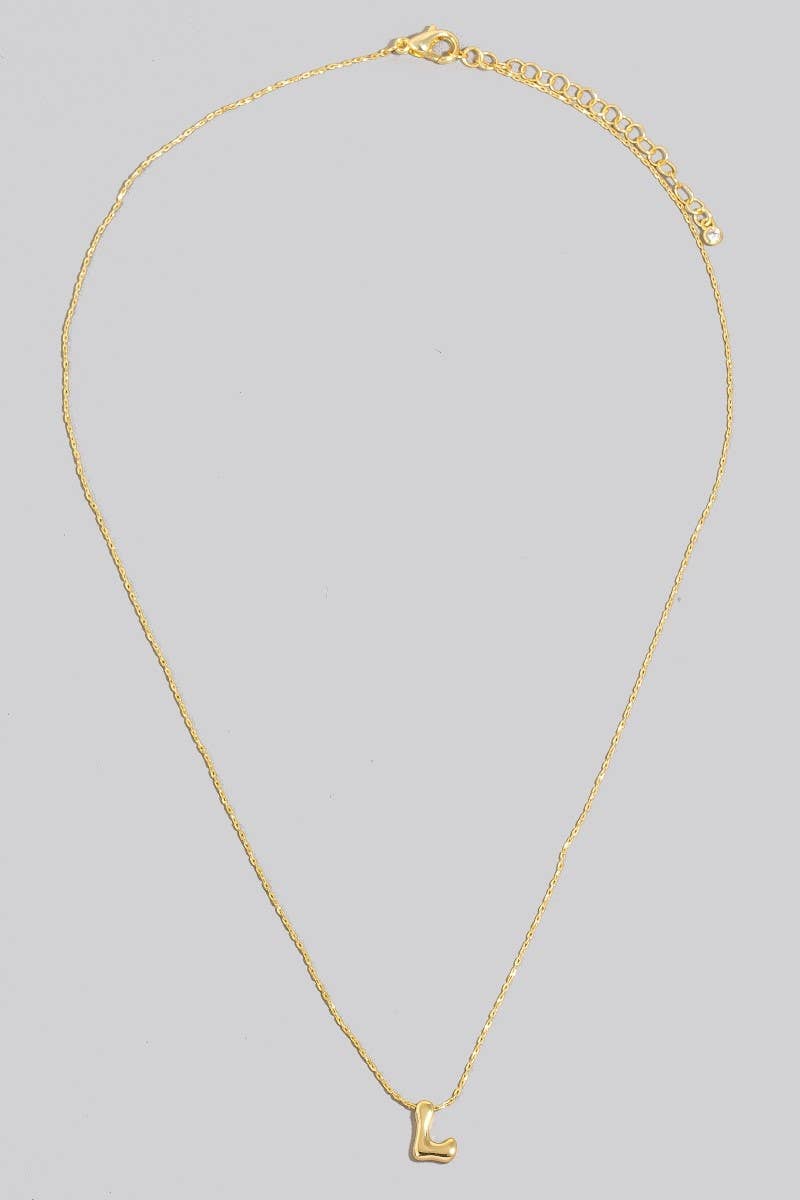 Gold Dipped Bubble Letter Pendant Necklace