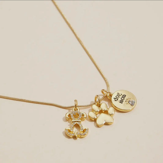 Dog Mom Charm Trio Necklace