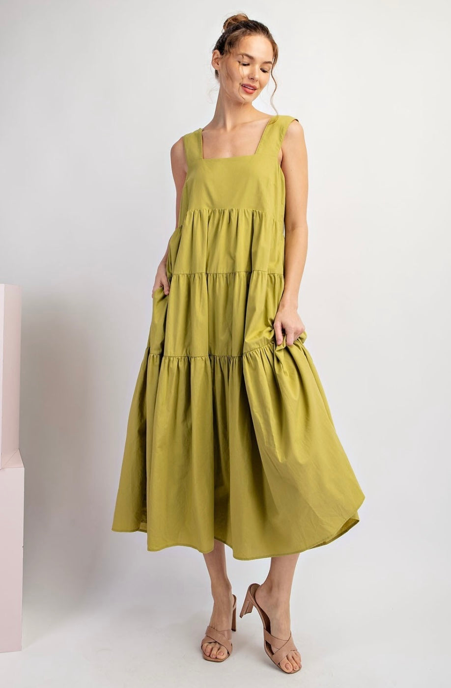 Avocado Goddess Tiered Dress