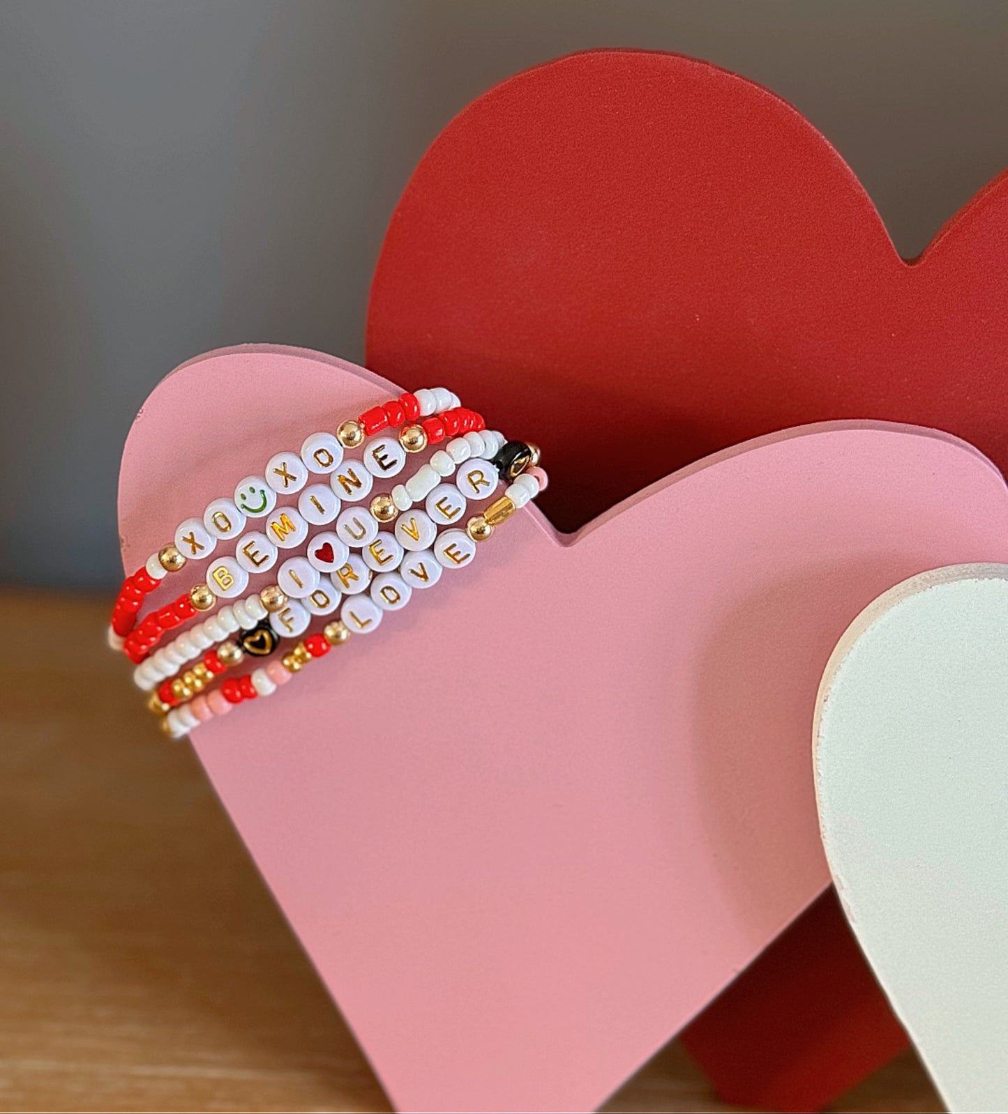 Valentine's Day Stretchy Bracelets - set of 5