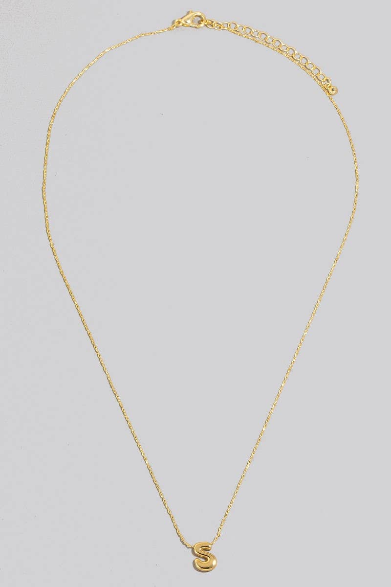 Gold Dipped Bubble Letter Pendant Necklace