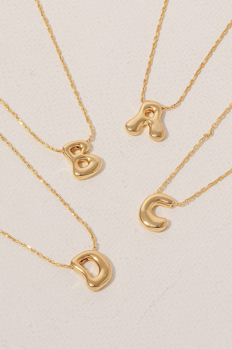 Gold Dipped Bubble Letter Pendant Necklace