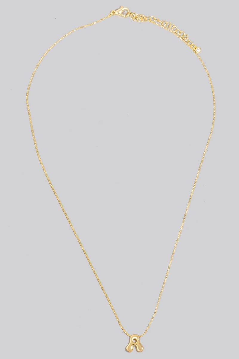 Gold Dipped Bubble Letter Pendant Necklace