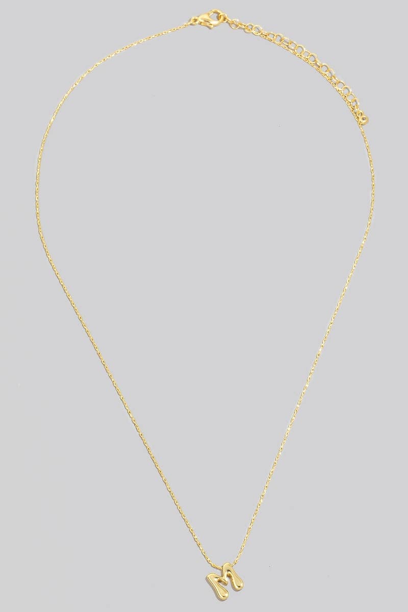 Gold Dipped Bubble Letter Pendant Necklace