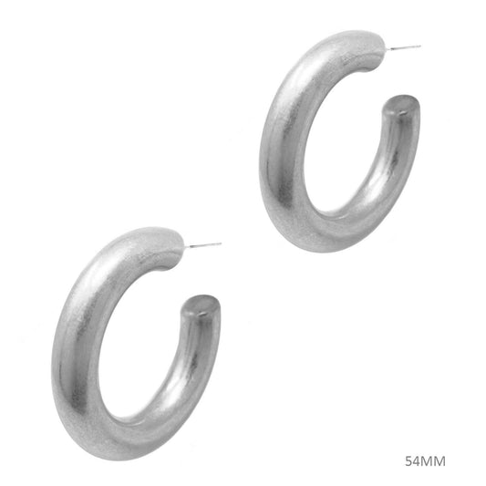 Thick Round Hoops - Silver