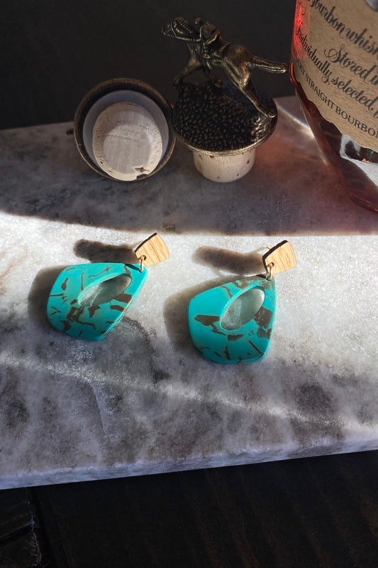 Turquoise Hollow Fan Earrings